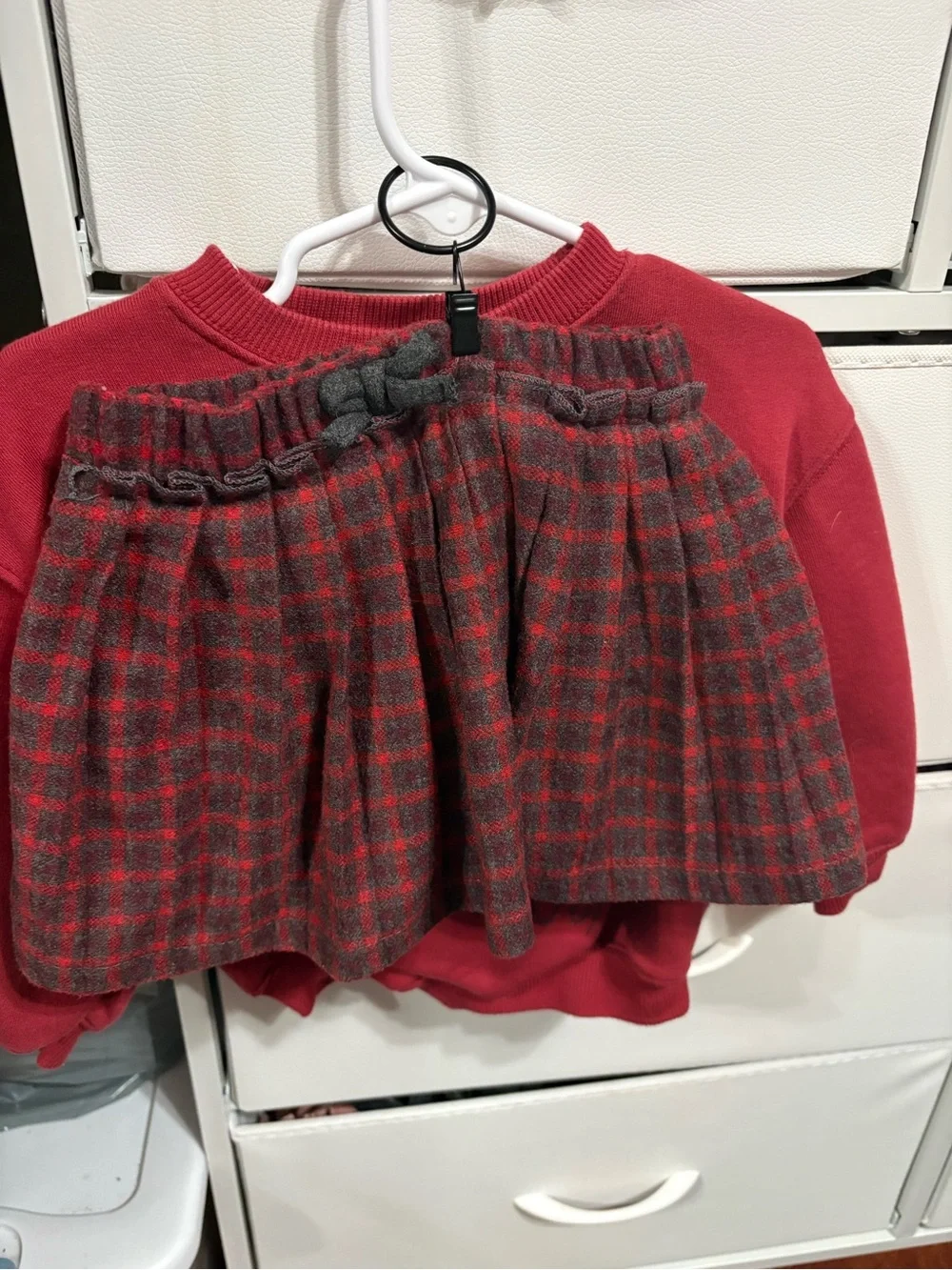 Zara Red Minnie Mouse Sweatshirt with Plaid Bow Detail